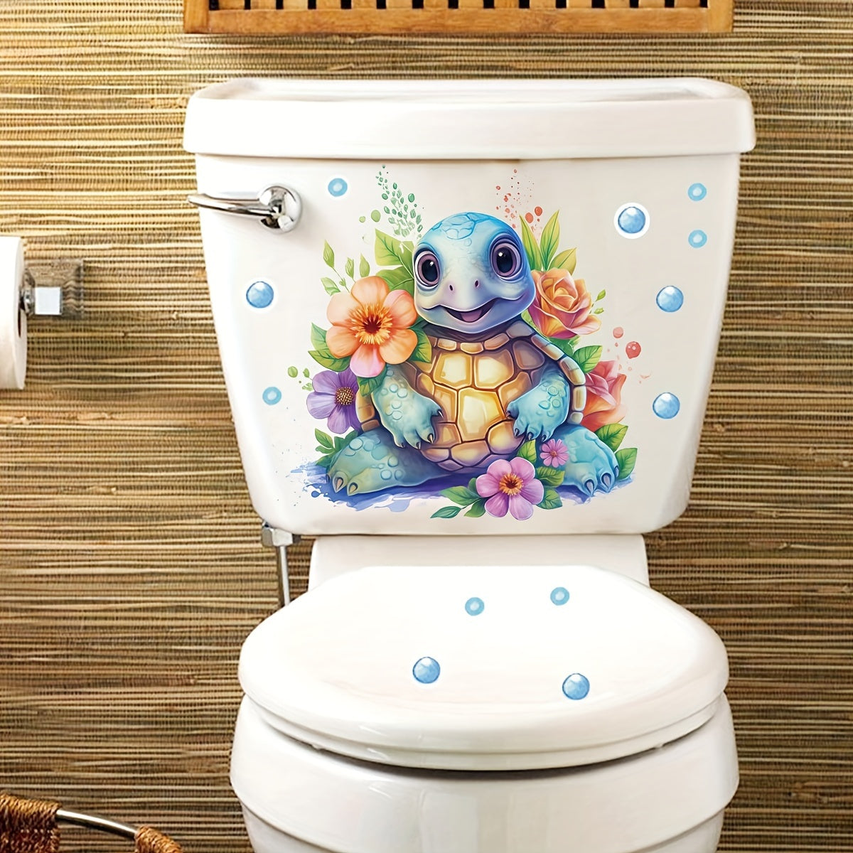 Ocean Series Toilet Sticker Set: Includes lid decal, tank sticker, and wall sticker for restroom renovation. Self-adhesive, removable decals for home decoration. Aesthetic and essential funny items.