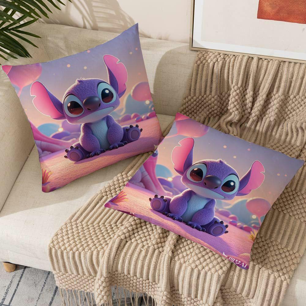 Set of 2 Disney Stitch Cushion Covers in a Modern Traditional Style, Perfect for Adding a Decorative Touch to Your Sofa, Living Room, or Outdoor Furniture