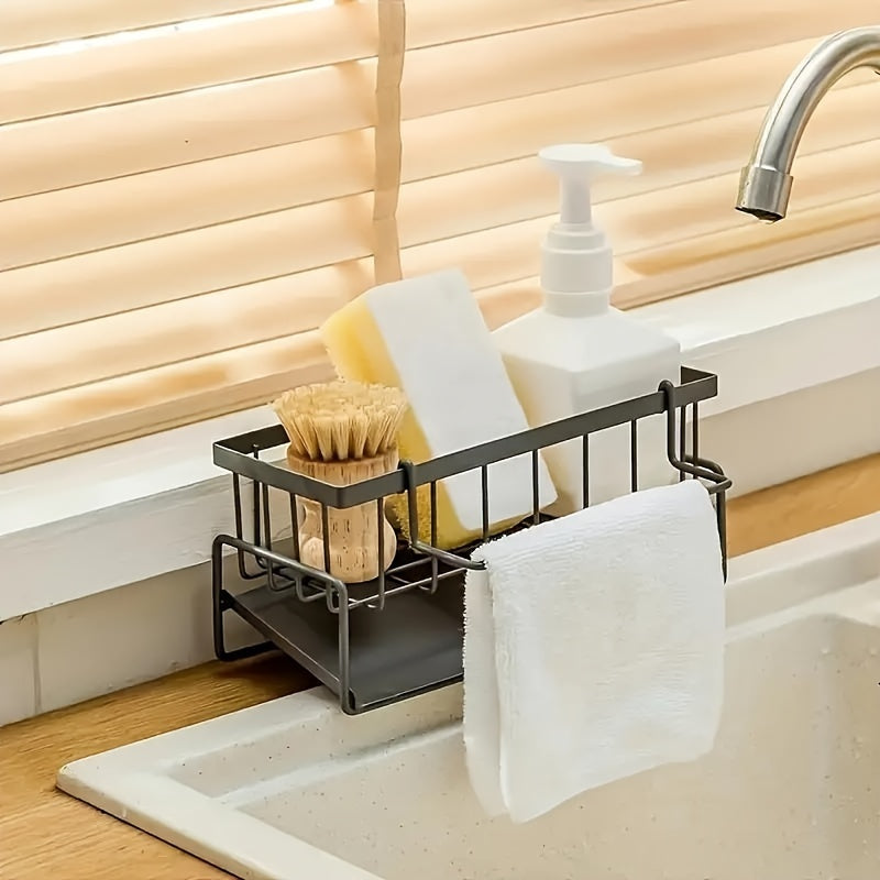 Simplify your kitchen with the 1pc Sponge Caddy Sink Organizer. This versatile holder is perfect for storing all your cleaning supplies, such as scrubbers, brushes, and soap. It is designed to keep your kitchen tidy and organized. Suitable for ages 14