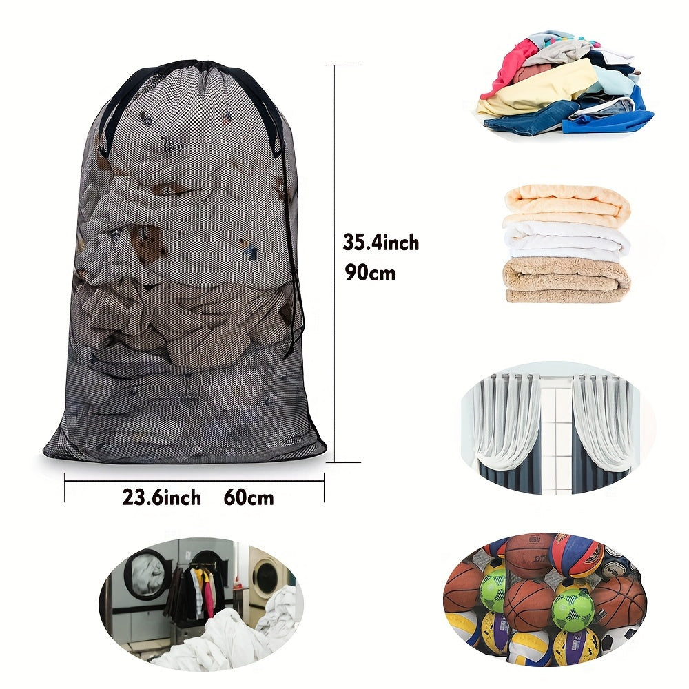 Durable Polyester Extra-Large Mesh Laundry Bag measuring 60.96x91.44cm - Multipurpose Solution for Washing & Storing Delicates, Underwear, and Socks | Features Drawstring Closure for Convenience | Ideal for Laundry Tasks