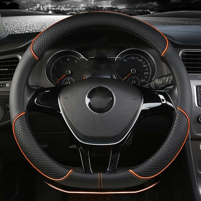 XUANHUANG PVC Steering Wheel Cover - Black & Red Design for Enhanced Driving Comfort.