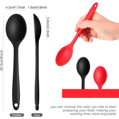 Silicone spoon set in 2 or 4 pieces for better mixing while cooking, stirring salads, and soups.