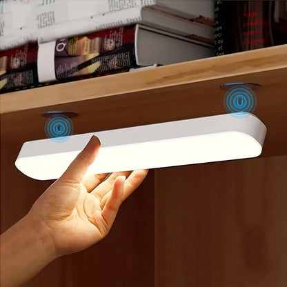 YIIXUYO Rechargeable LED Strip Light - Touch-Controlled, Wireless Charging, USB Powered- for Kitchen, Bedside, Wardrobe - Easy to Install, White Rectangular Design, Durable Plastic Body.