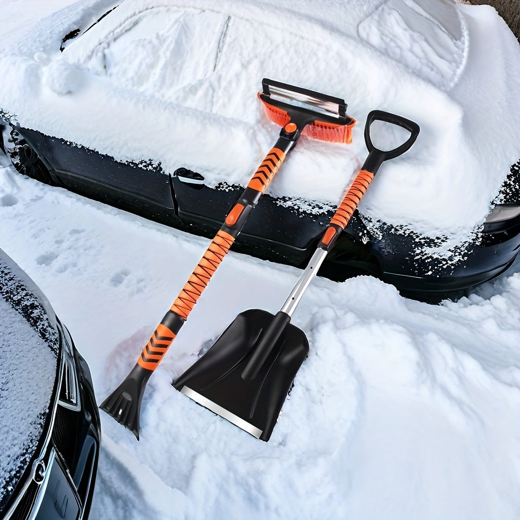 Get ready for winter with this versatile 2-in-1 Telescopic Snow Shovel & Ice Scraper Set! The multi-purpose detachable snow brush also features an adjustable squeegee for use on bathroom, car, glass, wall, and floor surfaces. This convenient 2-piece set