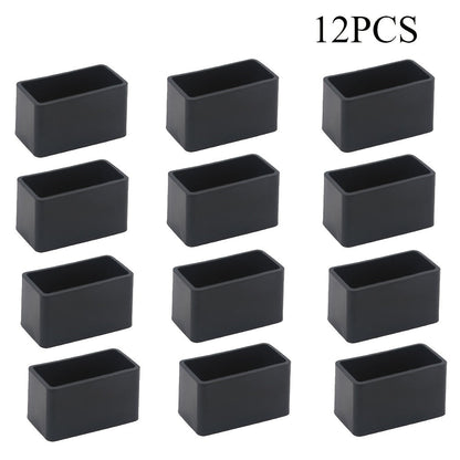 4, 8, or 12 Non-Slip Black Plastic Foot Protectors for Cardboard Boxes and Rectangular Furniture. Includes Elastic Fasteners for Easy Attachment, No Electricity or Batteries Required.