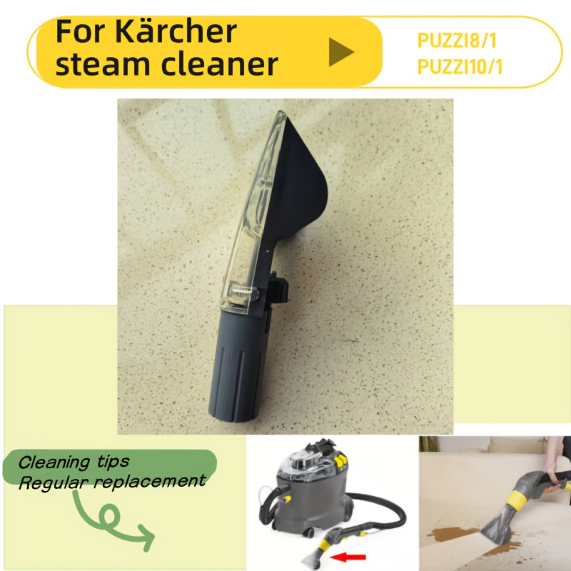 Able to be used with Karcher Indoor Decoration Nozzles on Puzzi 8/1, 10/1, and 10/2 steam cleaning machines. This replacement part is designed for Karcher PUZZI8/1 household carpet cleaners and PUZZI10/1 commercial spray extraction devices. Includes a