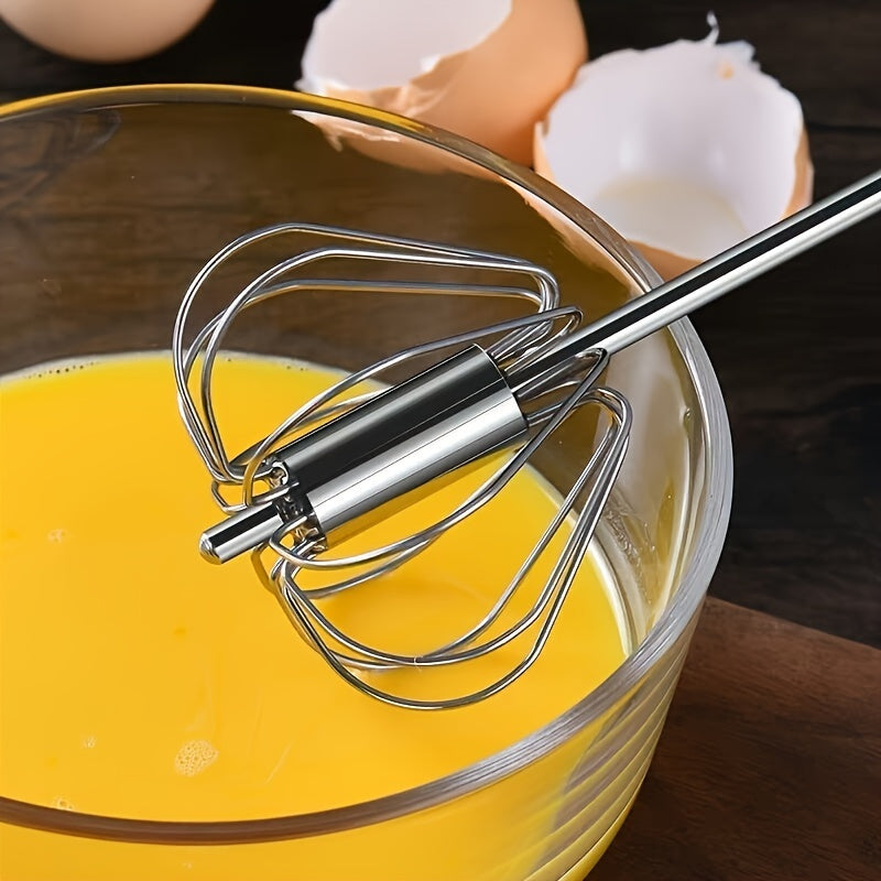 Durable Stainless Steel Handheld Egg Beater, Manual Kitchen Whisk - Easy to Use, No Electricity Needed - Ideal for Whipping Eggs, Baking, and Cooking