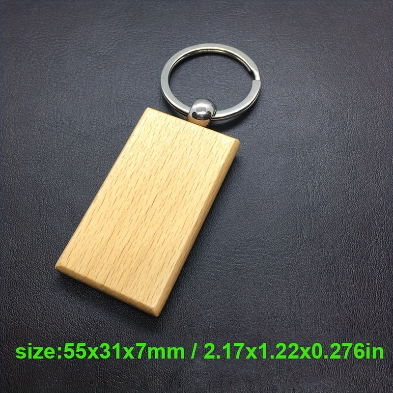 Wooden keychains are available in packs of 25, each bag containing a mix of round, rectangle, and heart-shaped blanks that are perfect for laser engraving.