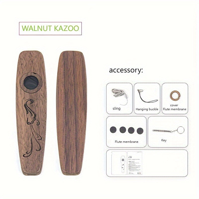 Walnut and red pear wood kazoos - easy to play musical instruments