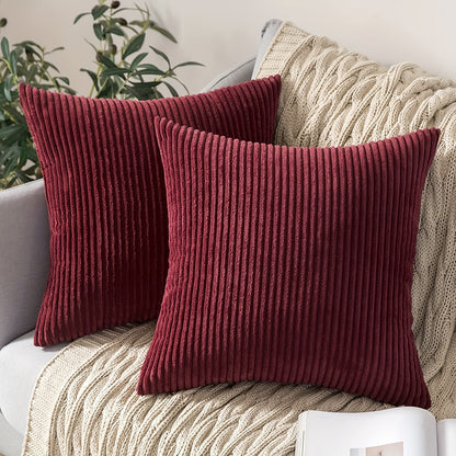 Bohemian style pillow cover with striped pattern, zipper closure, and woven polyester material. Hand wash only. Ideal for sofa, living room, bedroom, or farmhouse decor. Gift-friendly packaging. 1 piece per pack.