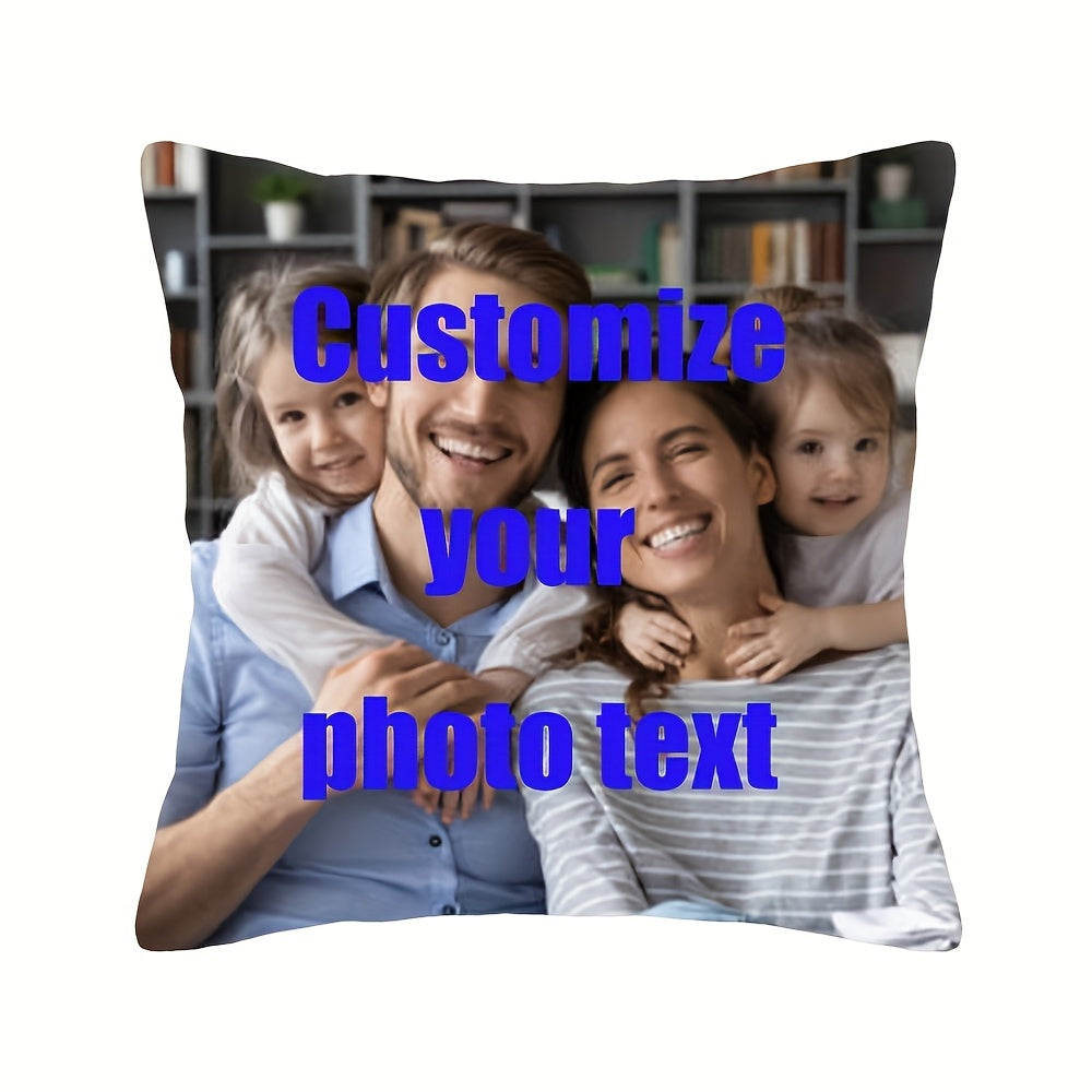 One-Sided Personalized Photo Pillow Cover - Made with Polyester Fabric, Great for Wedding and Family Pictures, Ideal for Valentine's Day or Anniversary Gifts - Insert Not Included, Single Piece, Durable Polyester Material