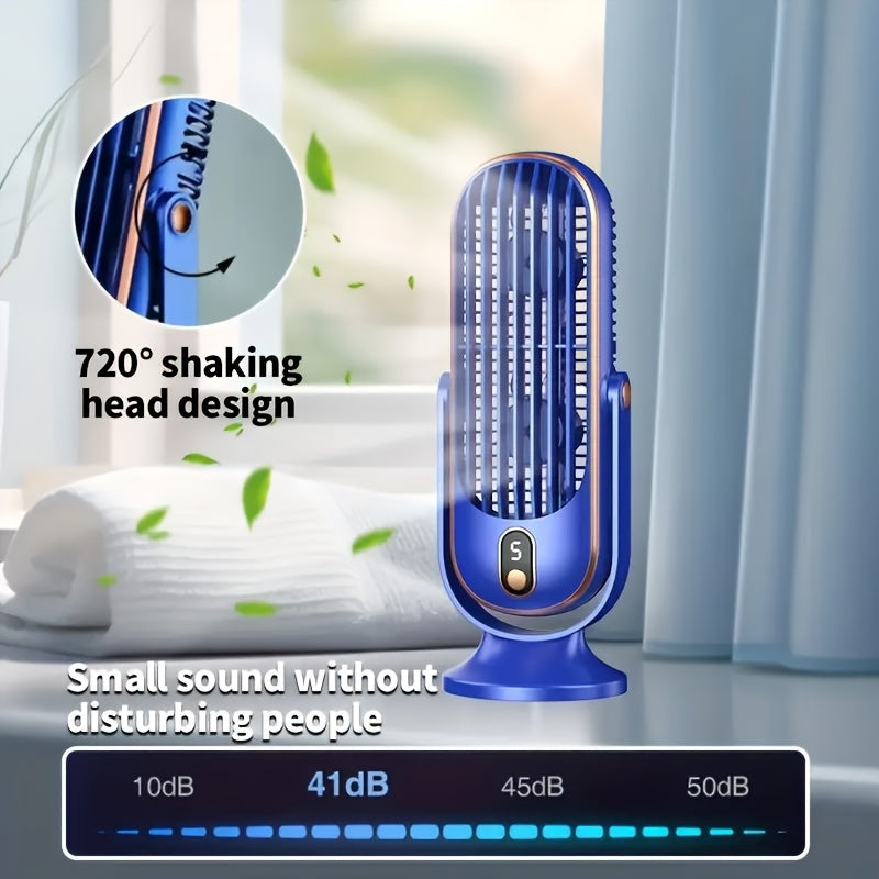 Introducing the 1pc Portable Desk Fan, the ultimate cooling companion. This mini personal fan features 5-speed settings, a high-wind power output, and a sleek polished finish. With easy button control, this fan is perfect for use in the home, office