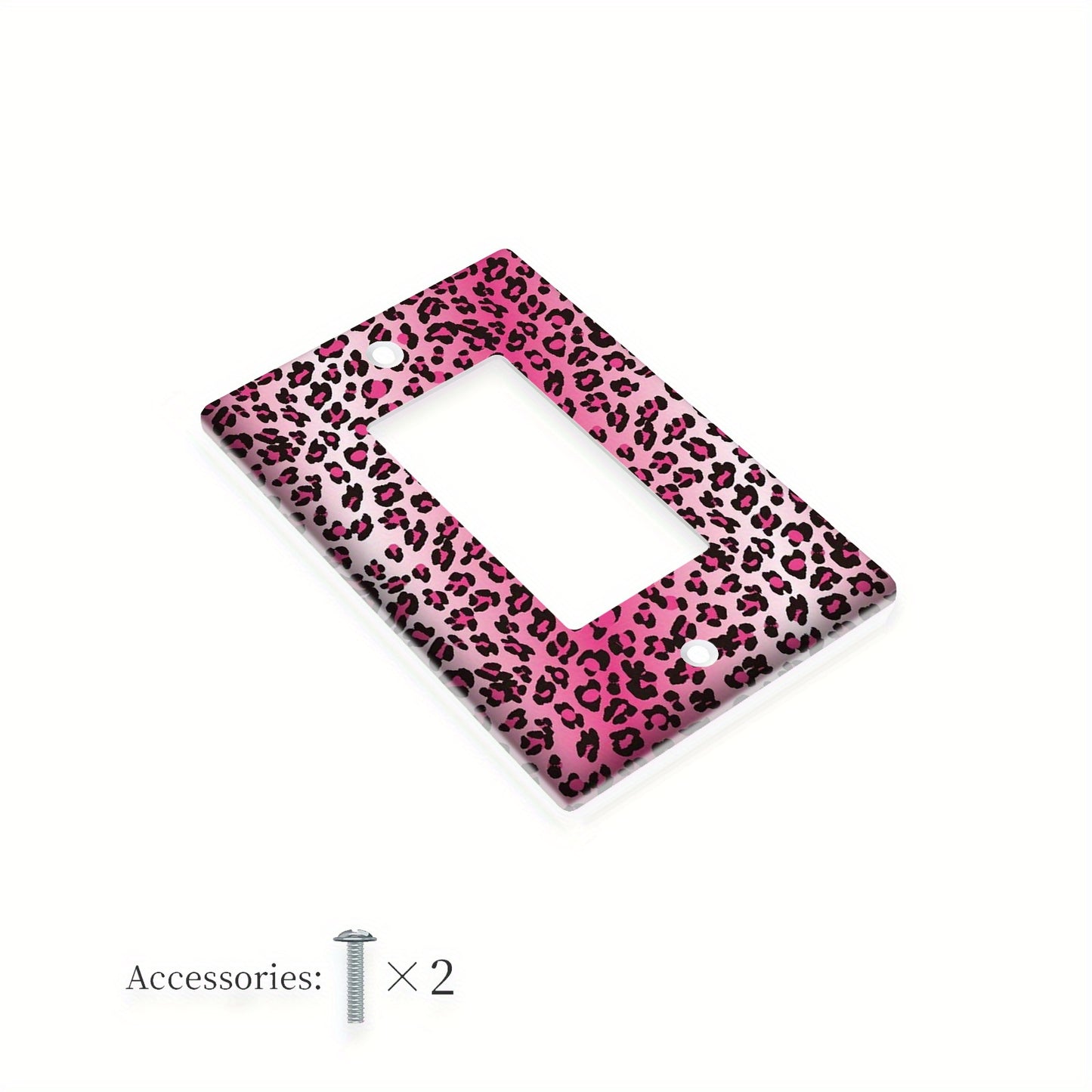 Pink leopard print light switch cover for 1 or 2 switch plates, a unique addition to home decor.