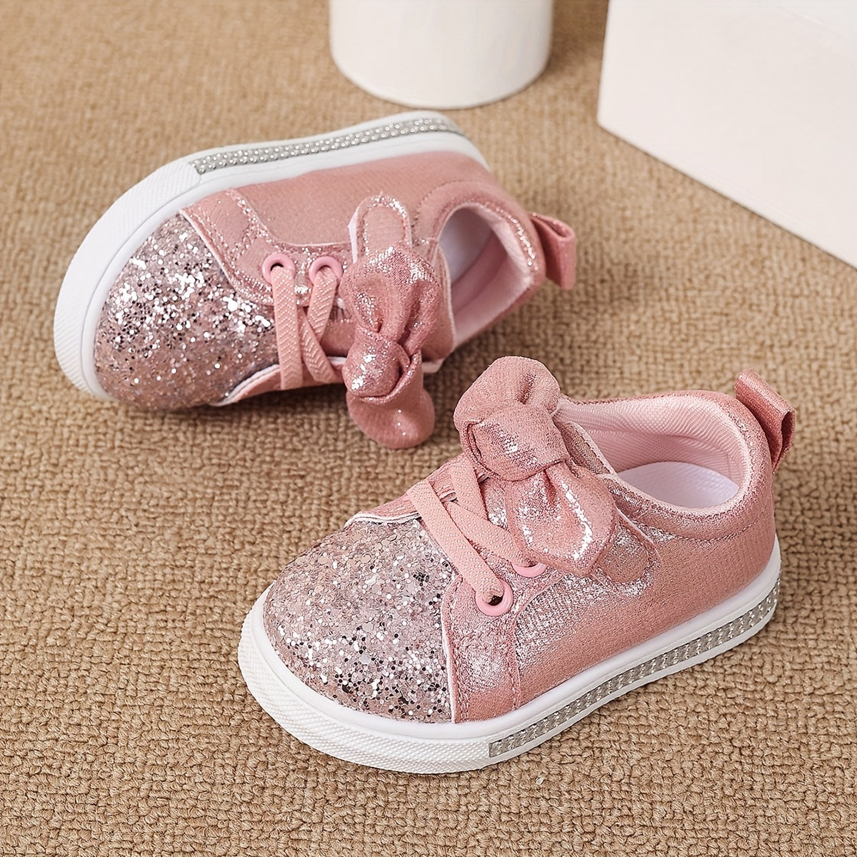 Girls' Mary Jane flats with sequins, bow, round toe, low-top, fabric lining, TPR sole, EVA insole, lightweight slip-on shoes for ages 14 & under. Ideal for casual party streetwear.