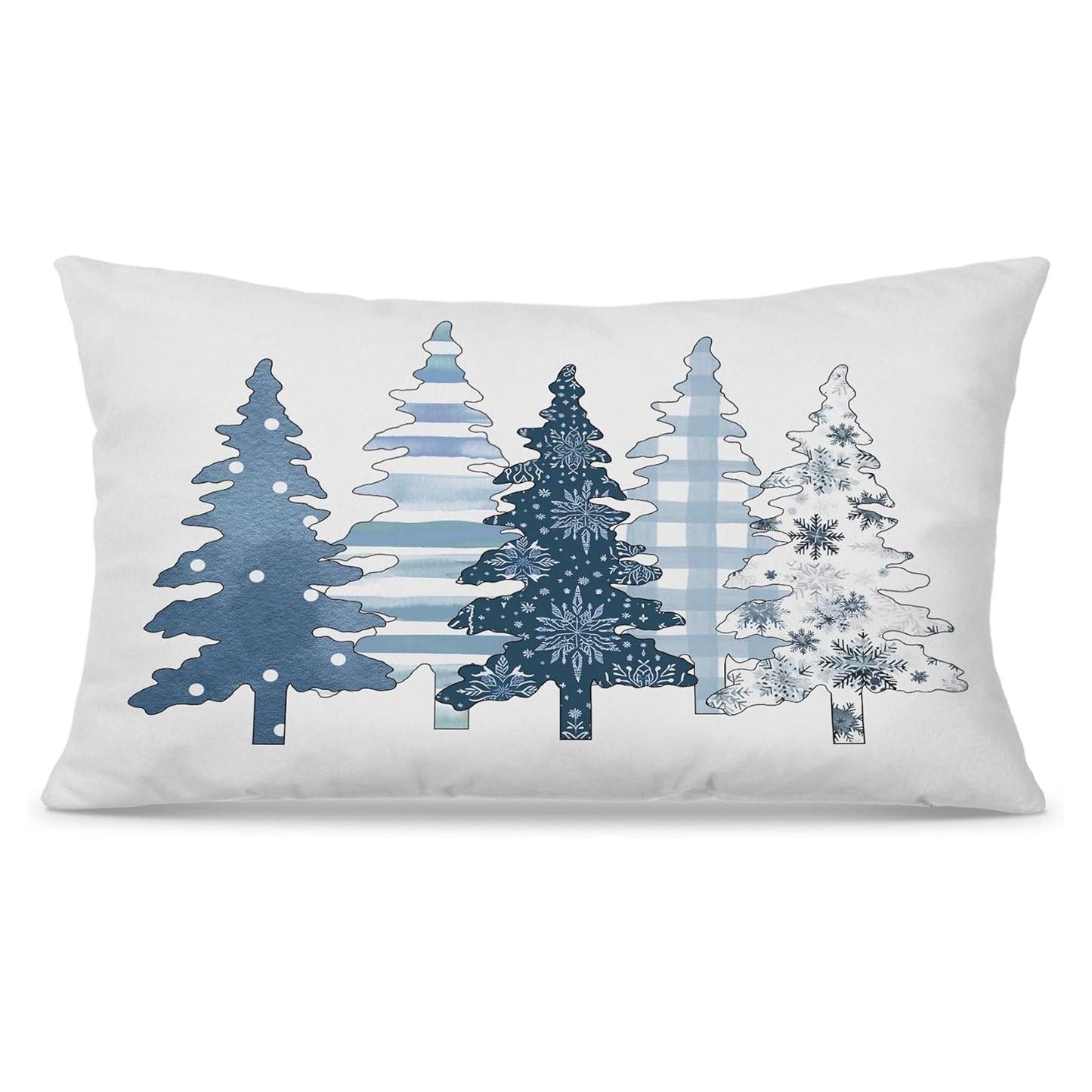 Christmas Pillow Covers - Blue Festive Tree Design, 30.48x50.8 cm, Machine Washable with Hidden Zipper Closure, Ideal for Holiday Parties and Carnival Decor