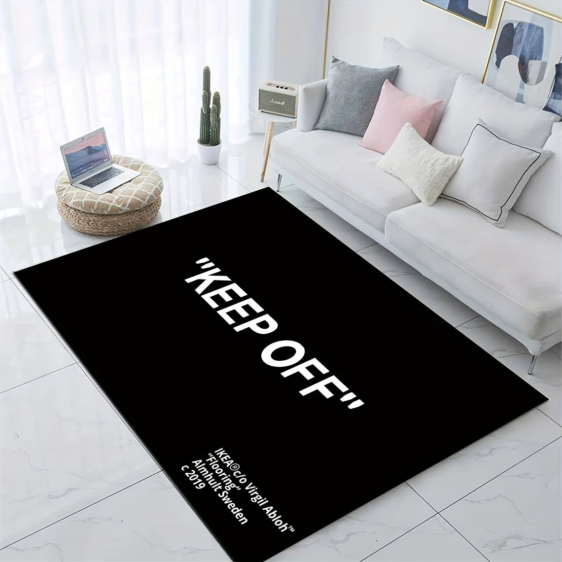 Rectangular Rug with JIT Technology - Non-Slip, Durable, and Easy to Clean. Machine Made, Hand Washable, and Lightweight.