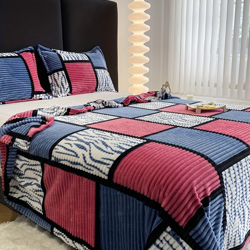 This versatile plaid plush blanket is perfect for all your needs. Whether you're looking for a cozy throw blanket for the sofa, a warm shawl for the office, or a comfortable bed cover for sleeping, this multifunctional blanket has you covered. Its