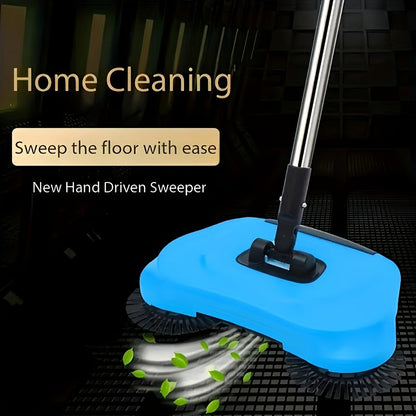 The 3-in-1 Manual Push Sweeper Vacuum is a versatile cleaning tool designed for pet hair, dust, and debris removal on various surfaces including hardwood, tile floors, dry, and wet surfaces. This eco-friendly and electricity-free sweeper is perfect for