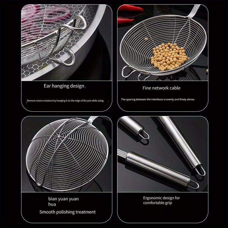 Long-lasting Stainless Steel Strainer Spoon - Reliable, Mesh Ladle for Safe Food Handling and Serving in the Kitchen