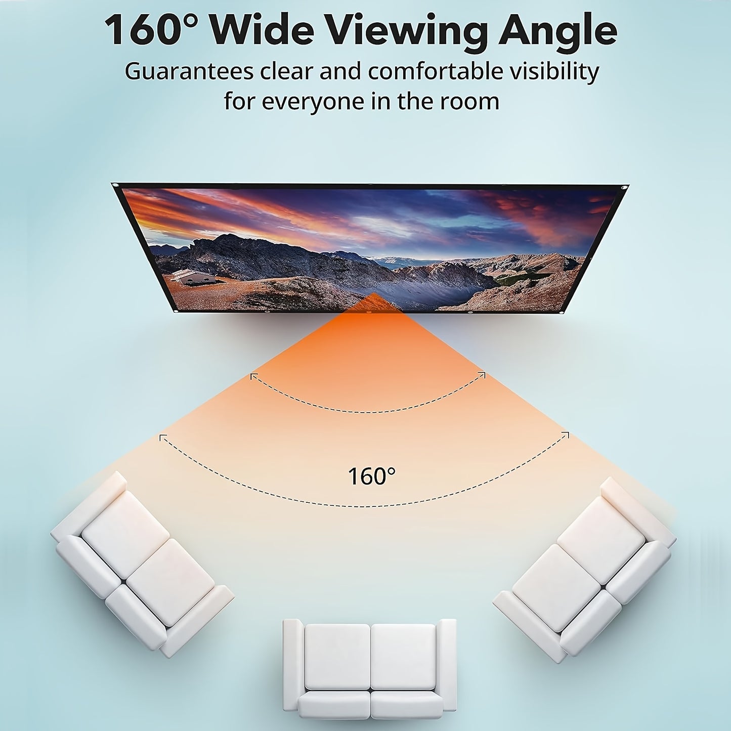 TUOGTCI 100-дюймовый гигантский проекторный экран - 16:9 HD, совместимый с 3D, толстый полиэстер, для использования в помещении/на улице.