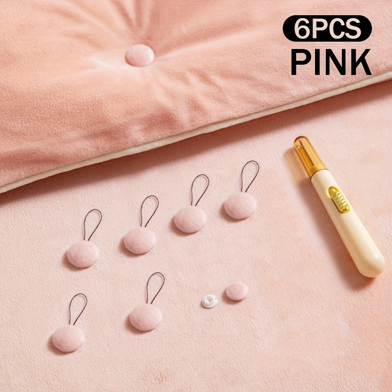 Mixed Color Pack of 6, 12, or 24 Invisible Bed Clips with Auxiliary Tool. These reusable bedding fasteners are designed to keep your bed covers in place and prevent slipping. Easy spot-clean care makes maintenance a breeze.