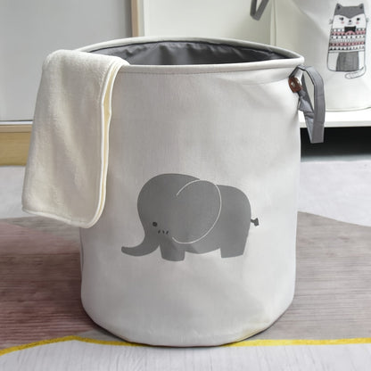 Sturdy Elephant Print Laundry Basket - Multipurpose Storage for Clothing, Toys, and More - Circular Organizer for Bedroom, Bathroom, or Living Room - Laundry Bin Built to Last