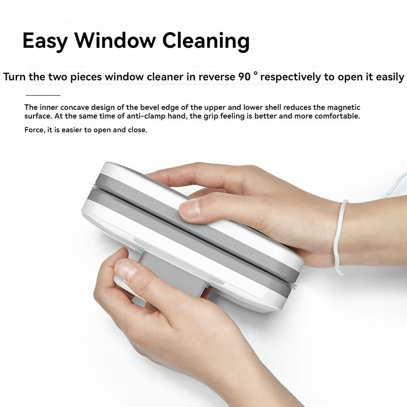 1 piece of a double-sided magnetic window cleaner with a sturdy plastic handle and a durable polyethylene terephthalate squeegee designed for cleaning high-rise buildings and dual pane glass.