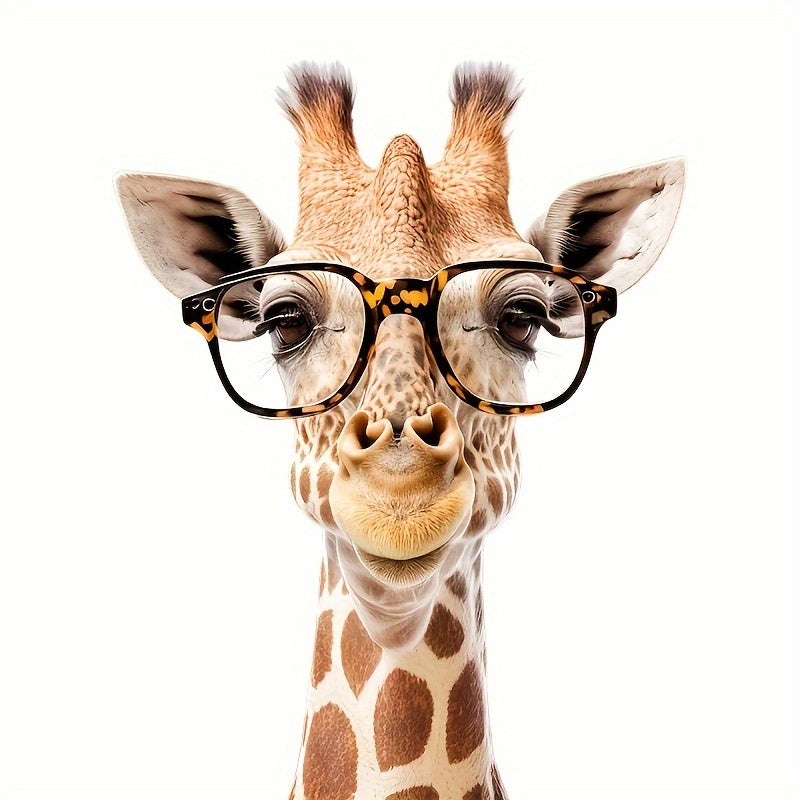 Add a touch of whimsy to your space with this adorable Giraffe Peeking Window Decal featuring Yellow Glasses. This removable, self-adhesive wall sticker is perfect for Bedroom, Living Room, and Office Decor. Made with 1mil thick material, this Artistic