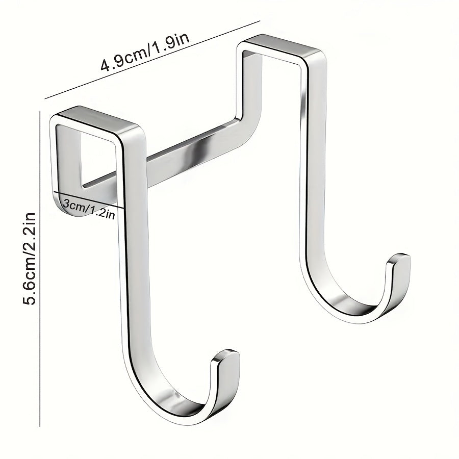 10/5 Stainless Steel Double S Hooks, Rustproof, Durable, Easy to Install, Multi-Purpose Door Hooks for Kitchen, Bathroom, Wardrobe, Cabinets, Locker Doors.