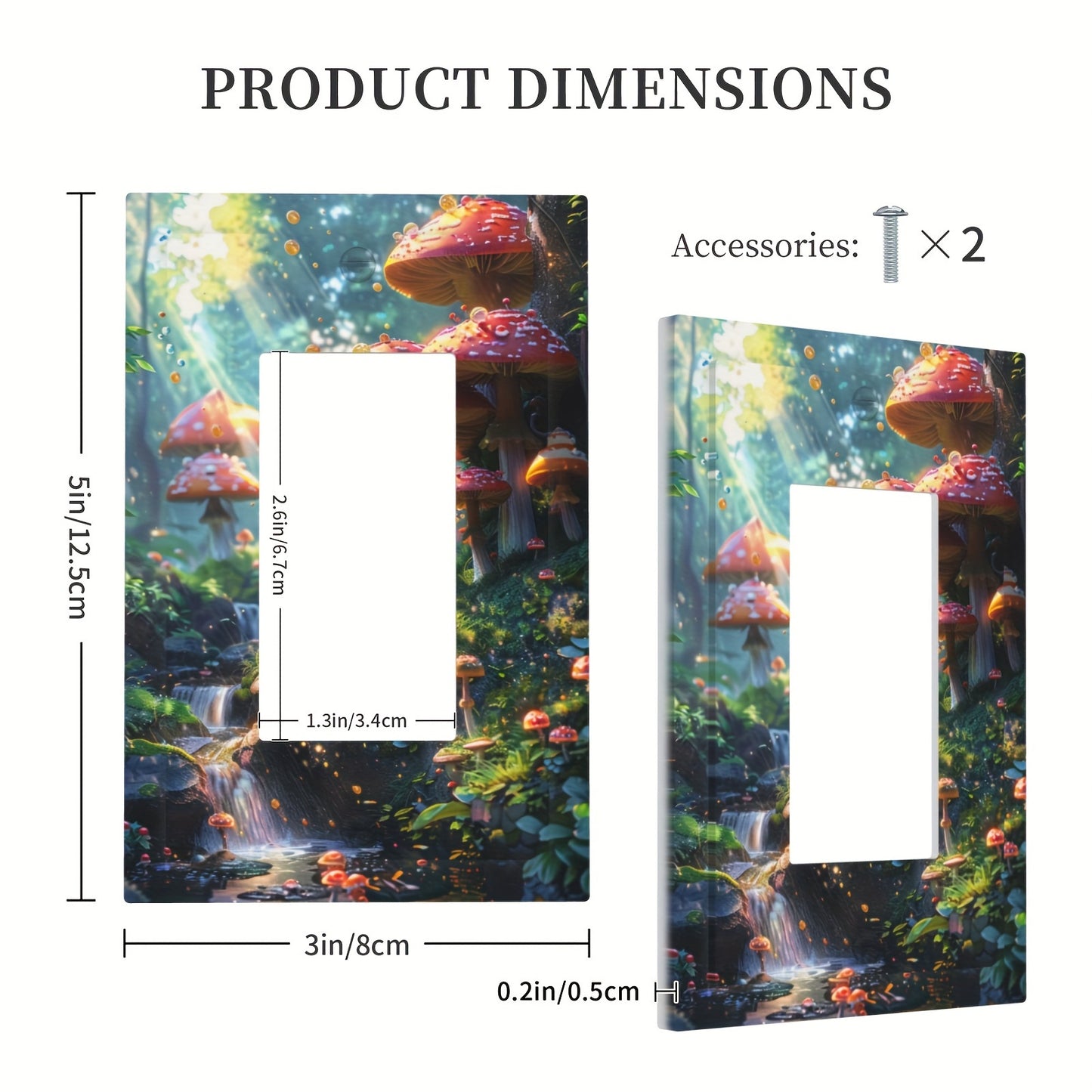 Modern decorative switch cover featuring mushrooms in a forest design. Ideal for bedroom, kitchen, or home decor.