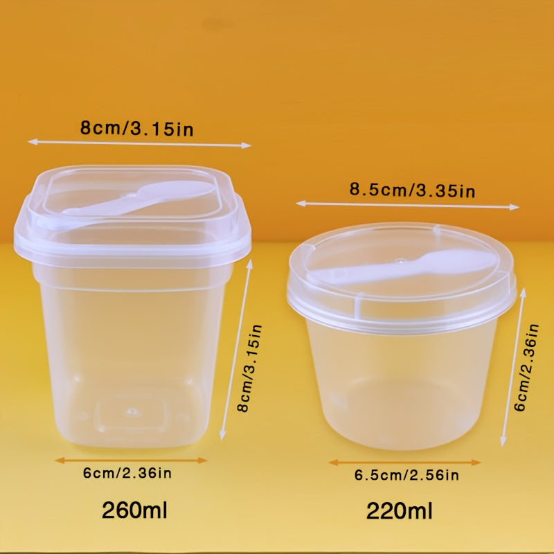 Set of 20 Reusable Plastic Dessert Cups with Lids & Spoons - Leakproof, BPA-Free for Serving Cakes, Puddings, Ice Cream - Ideal for Parties, Weddings, and Picnics