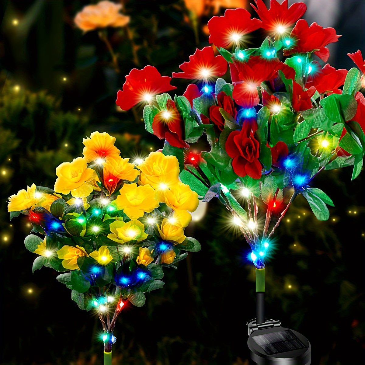 Solar flower lights magnify hydrangea and azalea for outdoor gardens and make a great Mother's Day gift.