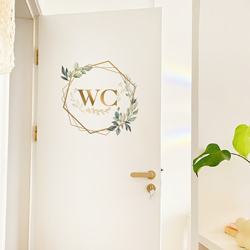 One self-adhesive WC door decal with floral and geometric design, suitable for ceramic surfaces. The decal is a single-use embellishment for the toilet lid.