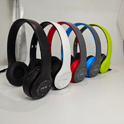 Huayan Foldable Wireless Headset with Noise Cancelling Mic, TF Card Slot & 3.5mm Jack in Black/Red/Blue/Green. Portable headset for PC, Phone, Laptop.