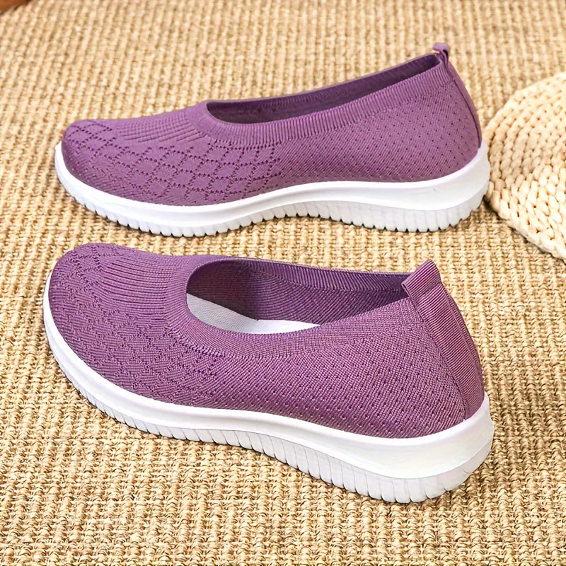 Women's lightweight, breathable slip-on sneakers with PVC sole, EVA insole, and round toe mesh for all seasons.