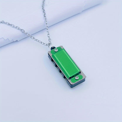 Necklace harmonica with four holes and eight tones for playing songs.