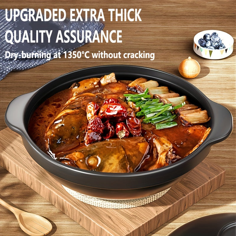 High Quality Ceramic Casserole Stew Pot with Lid and Double Handles, Multipurpose, Thickened, Durable, Heat-resistant, Non-stick, Easy to Clean, Suitable for Home and Restaurant Use