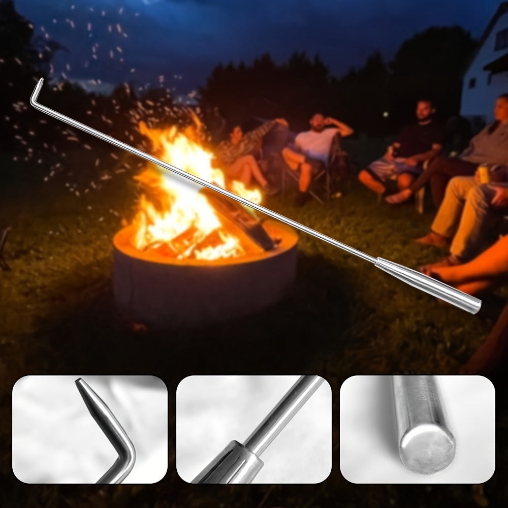 Stainless Steel Fireplace Hook: Ergonomically Designed, Rust-Resistant Tool for Indoor and Outdoor Activities - Ideal for BBQs, Camping, and More