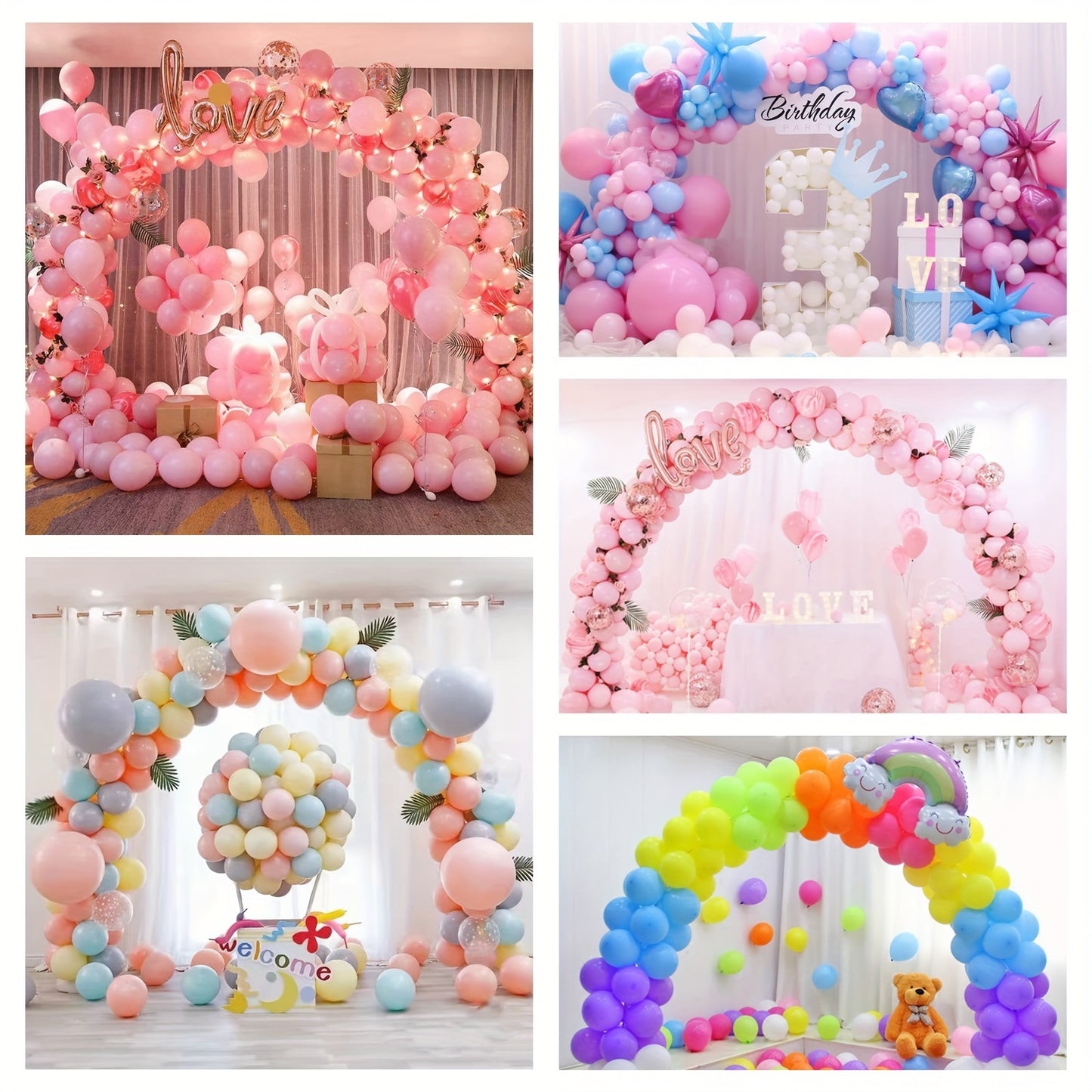 Balloon Arch Kit: Adjustable, 274.32cm tall, 3.05m wide with base. Ideal for weddings, baby showers, and birthdays.