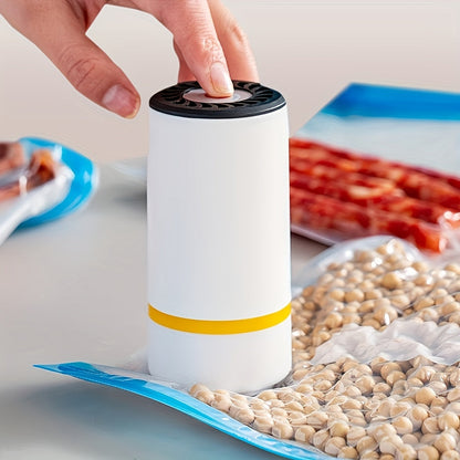 The JKUOO Electric Vacuum Sealer Machine is a 3-in-1 device with a handheld pump. Made of durable ABS material, it features USB charging and an 800mAh lithium battery for convenient use. The machine operates automatically with 3.7W of power and includes