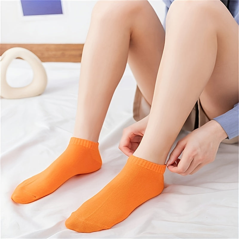 Set of 20 pairs candy-colored ankle socks for women, cute and breathable