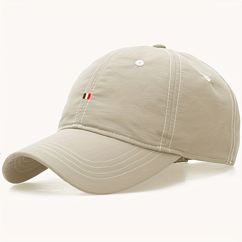 Embroidered unisex baseball cap with adjustable strap, quick-dry fabric, and sun protection. Perfect for outdoor activities, travel, and beach vacation in spring and autumn.