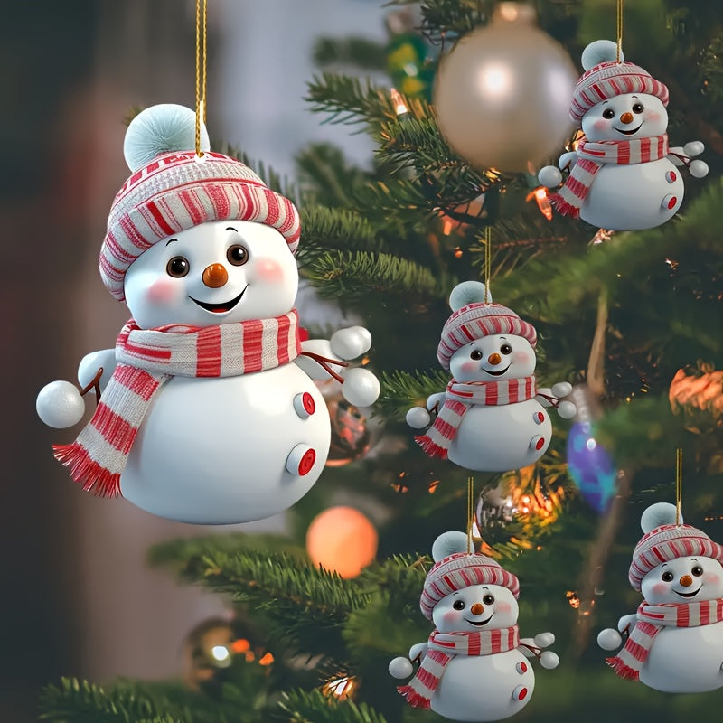 5 acrylic snowman decorations for Christmas trees, no electricity needed