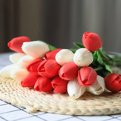 10 Artificial Simulation Tulips with Real Touch, Suitable for Room/Home/Bedroom/Wedding/Office/Cafe Decor, Perfect for Valentine's Day, Birthdays, and Mother's Day.