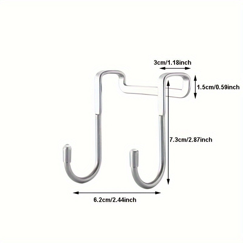 Необходимые серебристые крючки для студенческих общежитий, портативные крючки без клея для шкафов, нержавеющие S-образные двойные крючки для вешания одежды в общежитиях и ванных комнатах.
