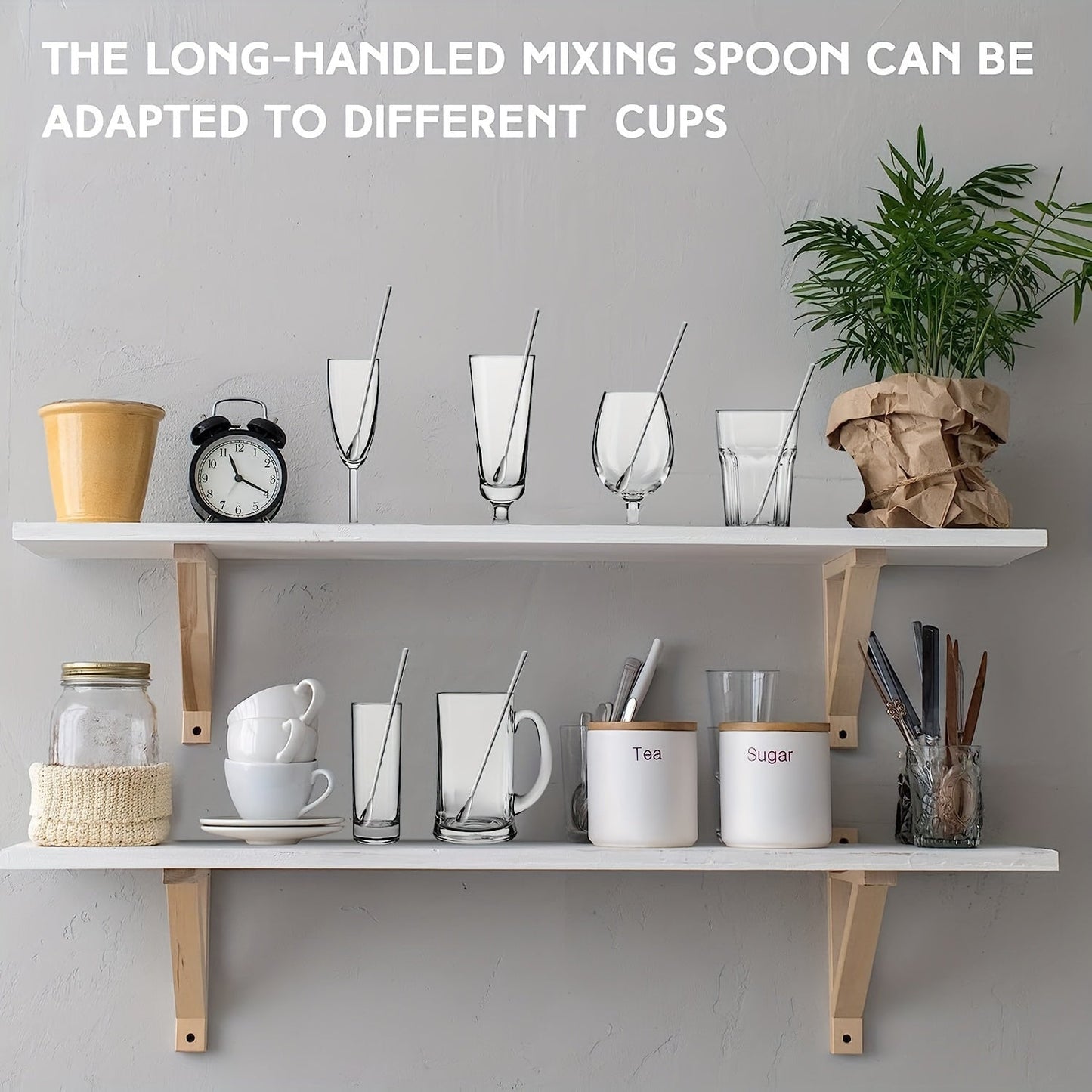 This collection of elegant long-handled Japanese cocktail stirring spoons is perfect for enhancing your drink presentation. Made from high-quality 304 stainless steel, each spoon is 22cm long and can be used for a variety of beverages such as coffee