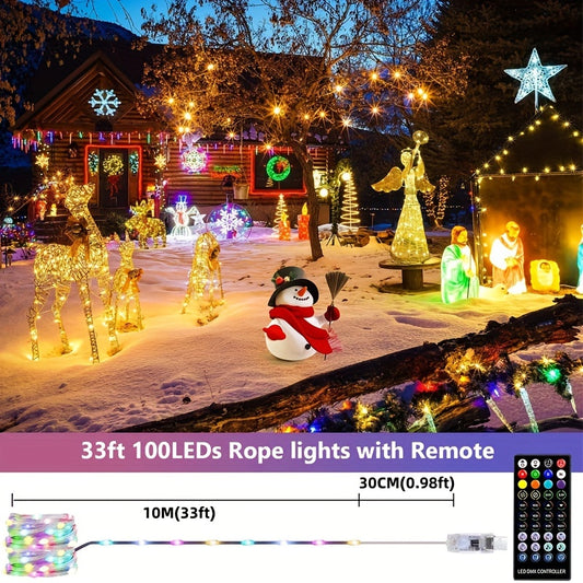 LED Christmas lights change color with remote and app control. USB powered for holidays and weddings.