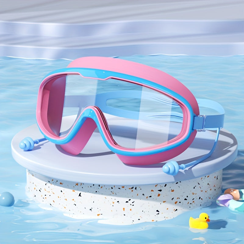 Large frame waterproof swimming glasses with anti-fog goggles, ideal for swimming training.