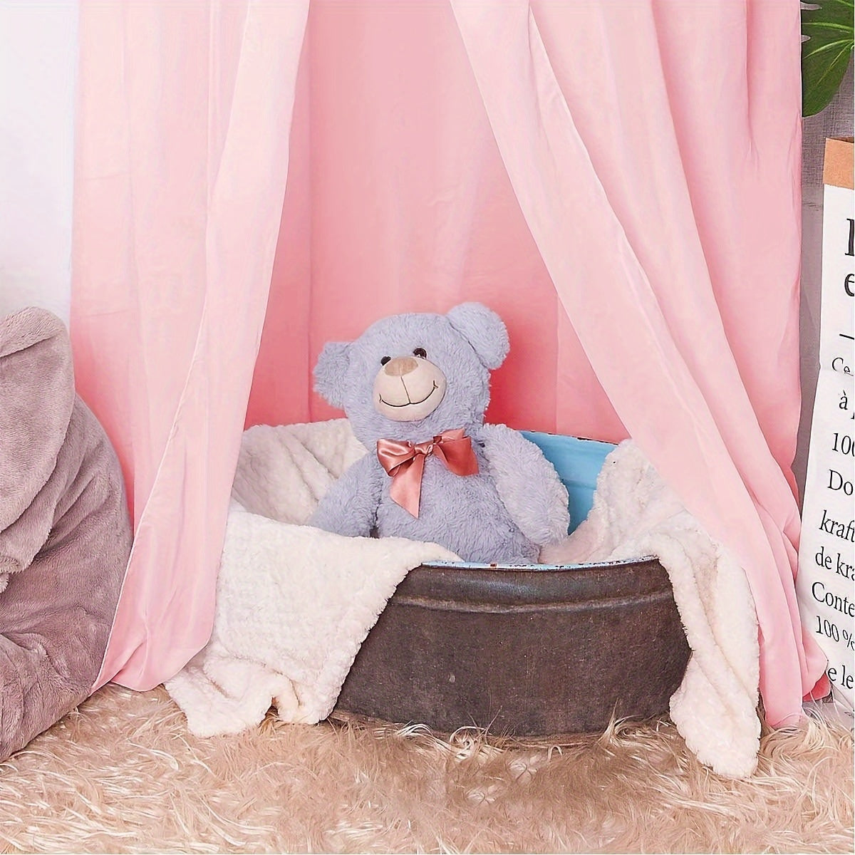 Bed canopy play tent for kids, perfect for playing and reading, with round dome netting curtains.