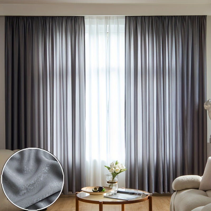 Classic Gray Velvet Curtain for Privacy & Home Decor - Semi-Sheer, Rod Pocket Design - Ideal for Living Room, Bedroom, or Office - 1 Piece